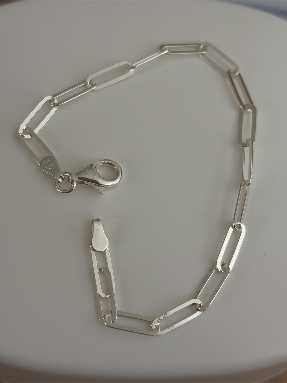 Silver Paperclip Link Necklace - Shiny Silver